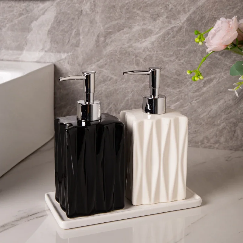 

Ceramic split bottle hotel hand sanitizer press bottle lotion shampoo bath press bottle soap dispenser Bathroom accessories