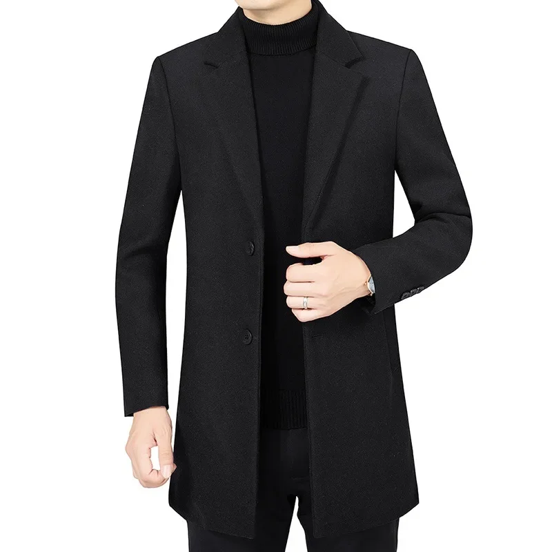 Men Business Casual Woollen Blends Overcoats New Winter Man Cashmere Trench Coats Quality Male Thicker Warm Long Jackets Size 4X