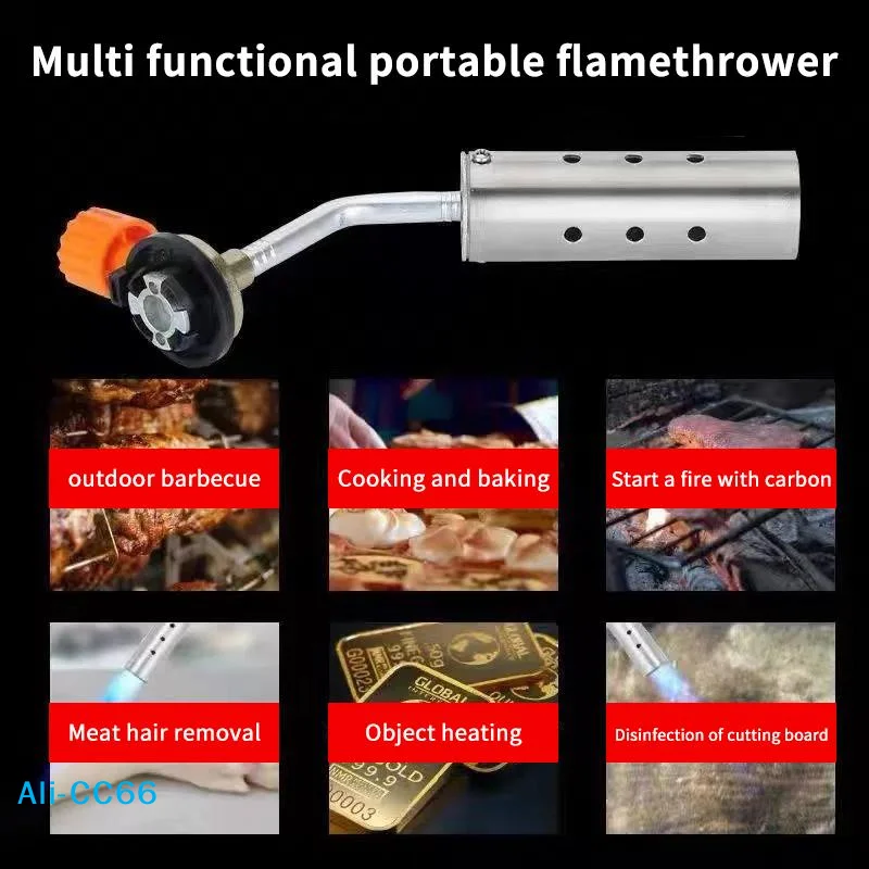 【C】Butane Burner Head Flame Camping Baking Barbecue Gas Torch Fire Maker Metal Flame Welding Torch Heater For Outdoor Cooking