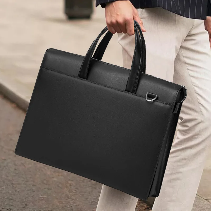 جديد الراقية حقيبة يد الأعمال طبقة علوية غير رسمية جلد البقر مكتب فاخر 15/6 بوصة الرجال حقيبة رجل حقائب رسول الرجال الجلود #5