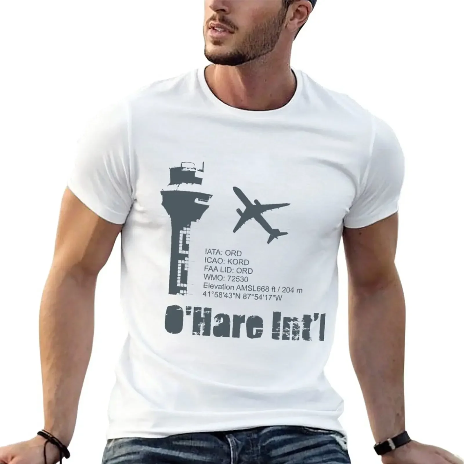 O'Hare Intl Airport T-Shirt graphics for a boy heavyweights black t-shirts for men