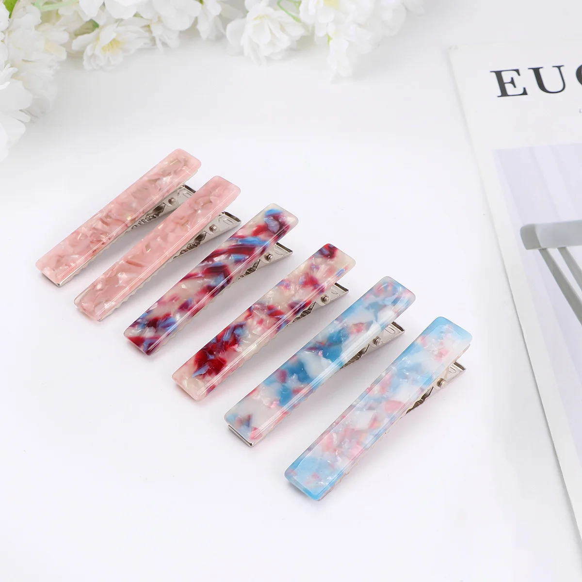 

6pcs Marble Pattern Clip Elegant Women Hairpin Durable Useful Hair Clips For Different Dress-Ups Hair Accessories