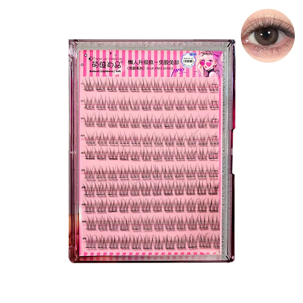 Press on Glue-Free Realistic False Eyelashes Natural Look Reusable Self Adhesive Cluster Lashes Black No Glue Needed