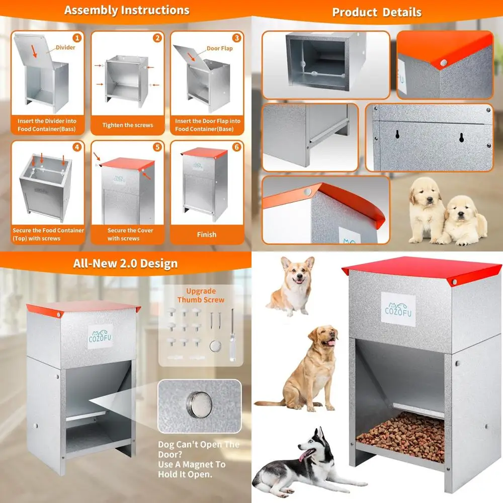 

Автоматическая кормушка для собак из оцинкованного металла с гравитационной поверхностью — для использования в помещении и на открытом воздухе, подходит для всех размеров, вмещает глубитель объемом 25 фунтов