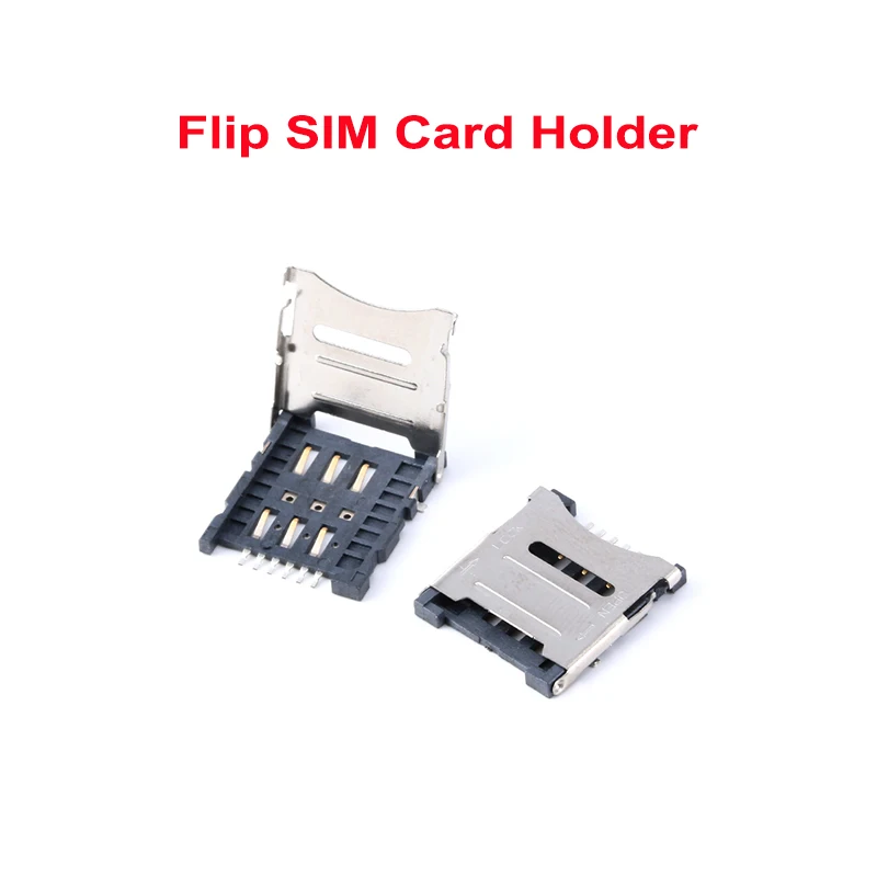 10PCS SIM Card Holder 6P MICRO SIM Flip 1.5H  Connector Micro Mobile Phone SIM Card Holder Card Slot