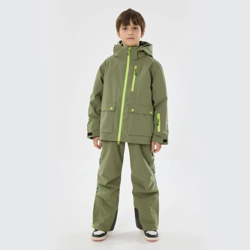 

GSOU Snowsuit Children's Ski Jacket Snow Bib Set Wear Resistant Waterproof Insulated Snowproof Windproof Suitable Kids Teens.