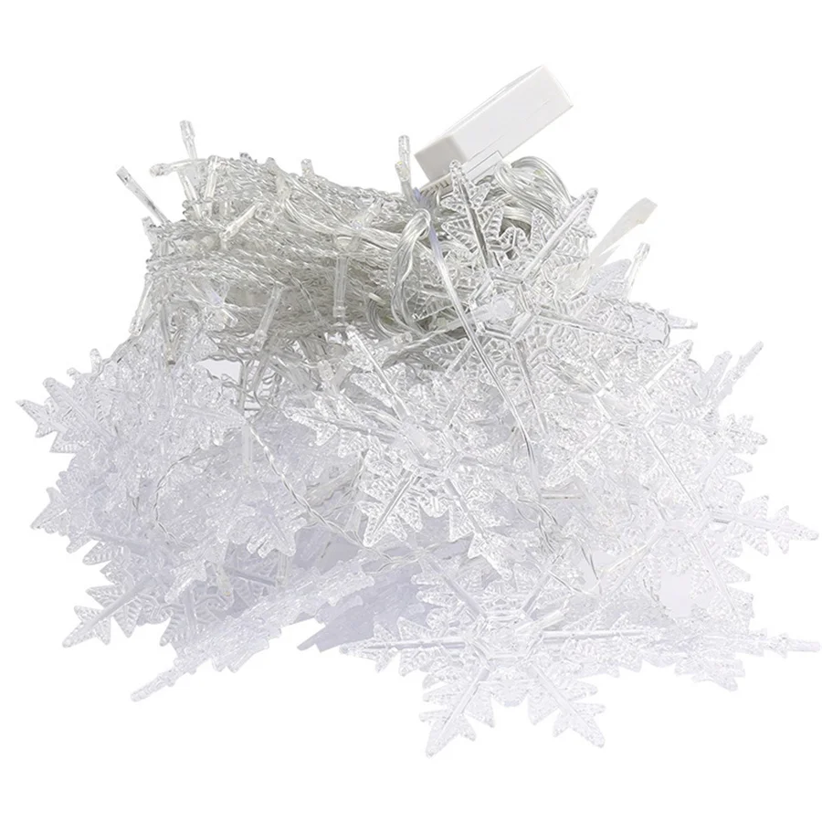 EU Plug 3.5M LED Snowflake Curtain String Light 8 Modes Christmas Garland Fairy Lights for Room Party Wedding Home Decoration