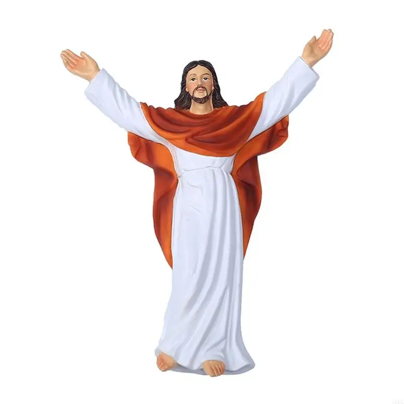 

16FC Christian Jesus Figurine Hand Painted Resin Catholic Figure Crafts Ornament for Home Church Bedroom Door Wall Hanging