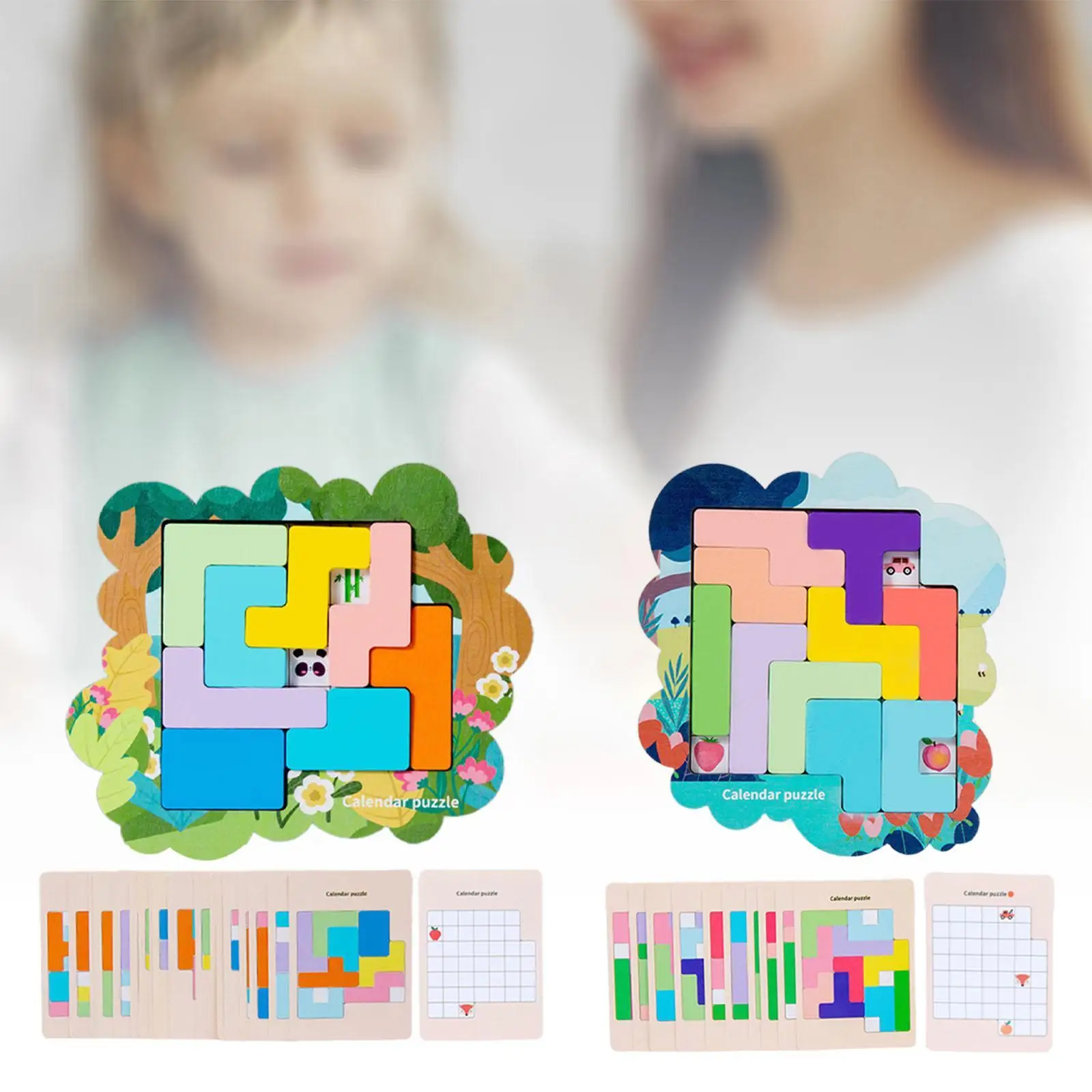 Wooden Puzzle for Kids Puzzle Game Educational Challenging Ornament Block Toy Early Learning Puzzle Set for Colors Shapes