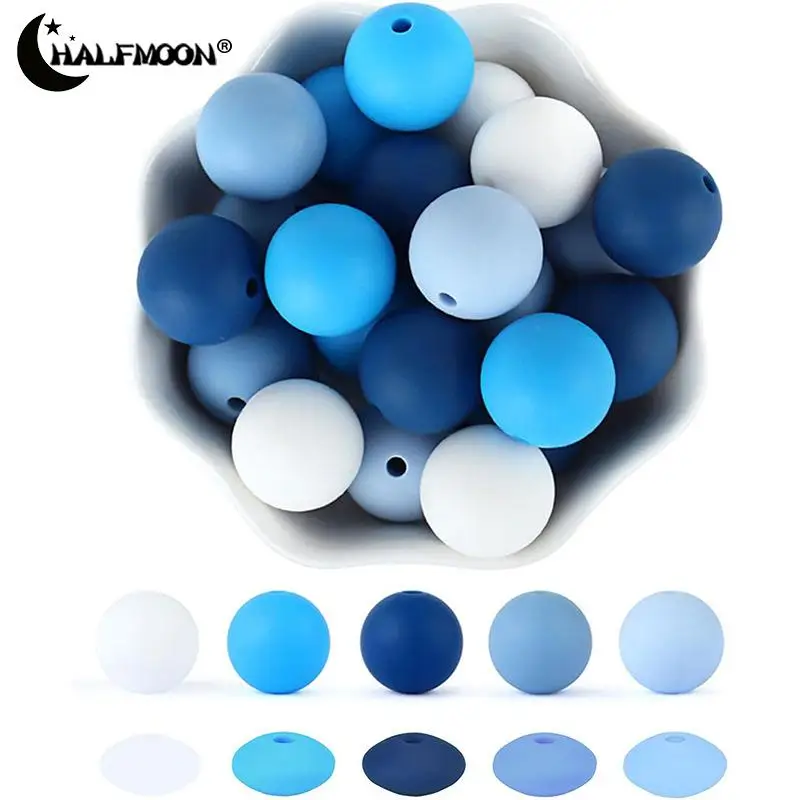 40Pcs 12/15mm Silicone Beads Round Lentil Abacus Teething Beads Set for DIY Baby Pacifier Chain Necklace Baby Teether Toys