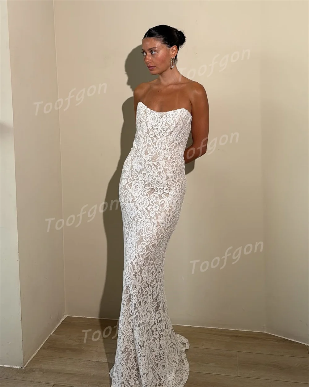 Toofan без бретелек кружевные платья для выпускного вечера милые вечерние платья на заказ Русалка женское свадебное платье для помолвки