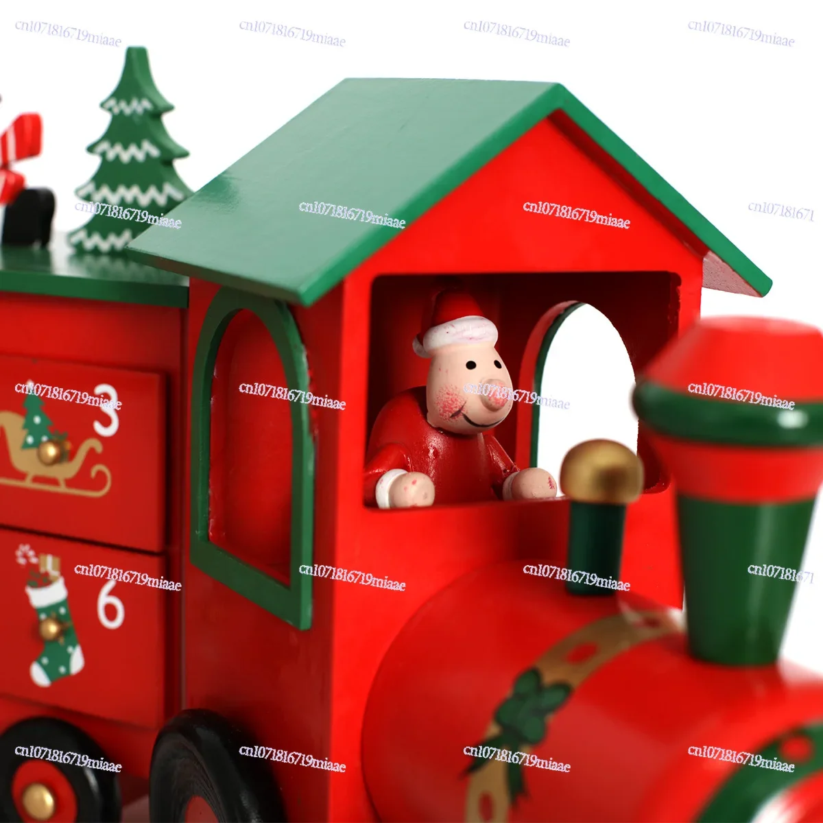 Christmas Countdown Wooden Train Calendar Candy Box Ornament Decorative Gift 61cm
