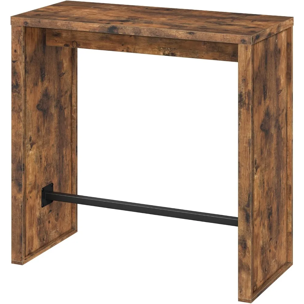 

Bar Table, 35.4" Counter Height Pub Table, Industrial Rectangular Hightop Table, Kitchen Dining Bar Height Tables with Footrest,