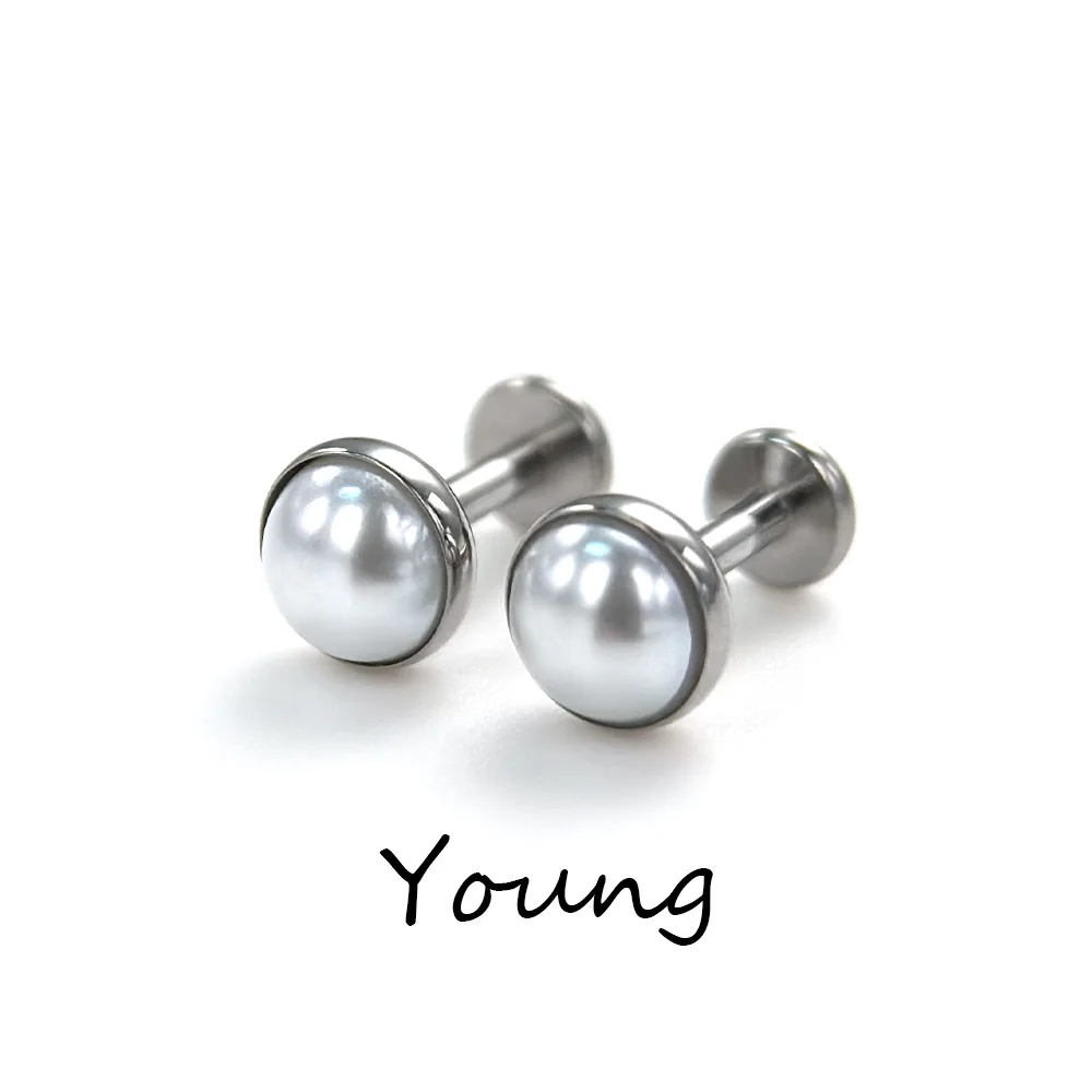 F136 Titanium G23 Fashion Concise Wrapped Edge Pearl Ear Studs Suitable For Earbone And Earlobe Piercing Jewellery