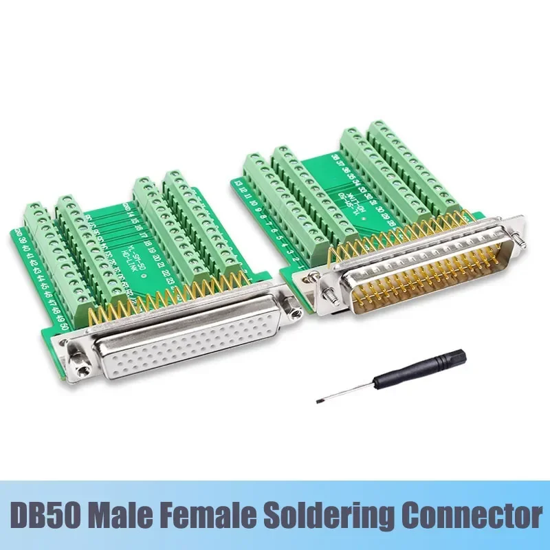 Fine Copper DB50Solder-free Head Plug 3Rows of 50Pin Connector DB50 Welding-free Soild Needle Male Female Terminal Board Adapter