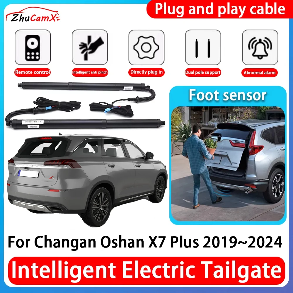 ZhuCamX سيارة قوة الجذع الكهربائية شفط الباب الخلفي ذكي الذيل بوابة رفع تبختر ل Changan Oshan X7 Plus 2019 ~ 2024