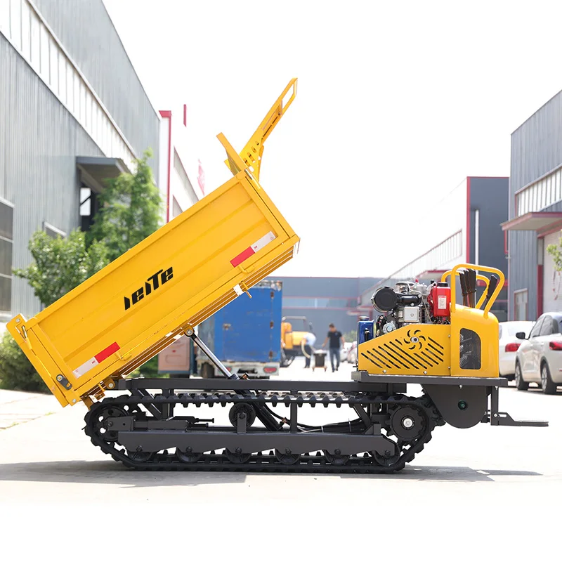 Efisiensi Tinggi 800Kg Pembawa Mini Dumper Agen Perekrut Mini Crawler Transporter Pertanian Self Loading Dump Truck Disesuaikan