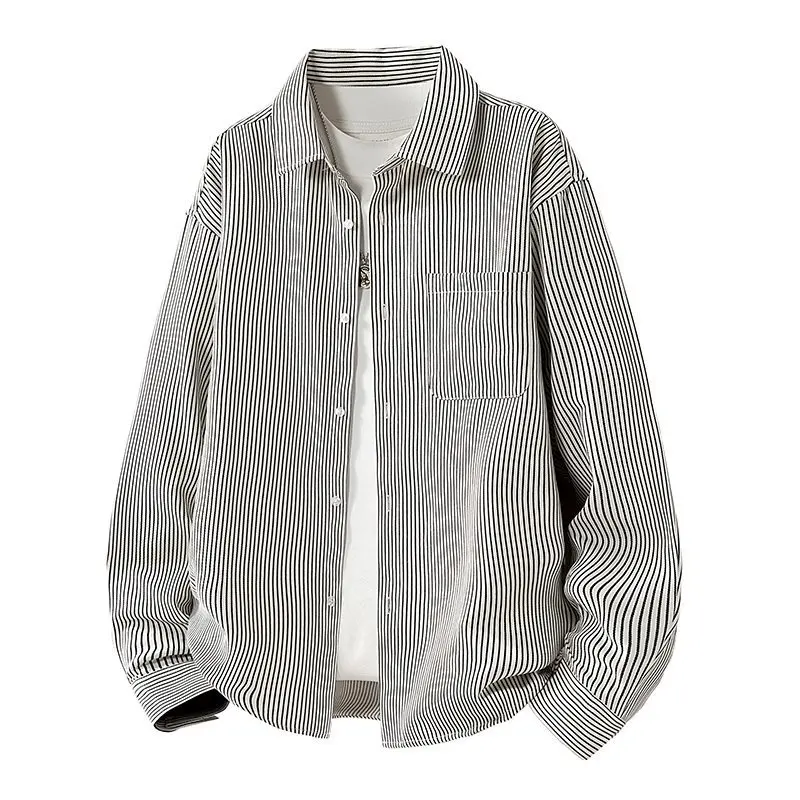 

Classic Striped Loose Long Sve irt Men's Casual Sle Comfortable Wear Resistant Artificial Cotton Spring Summer Faion