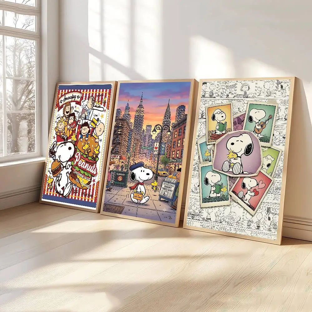 Snoopy Cute Fun Graffiti Comic Peanuts Dog  Anime Posters Sticky HD Quality Wall Art Retro Posters for Home Kawaii Room Decor