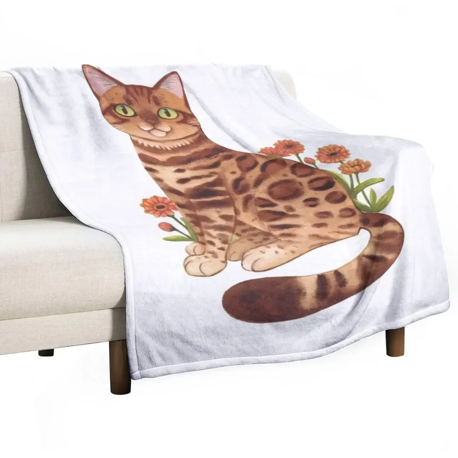 

Bengal cat cartoon Throw Blanket Decorative Sofa Quilt blankets and throws Retros Blankets