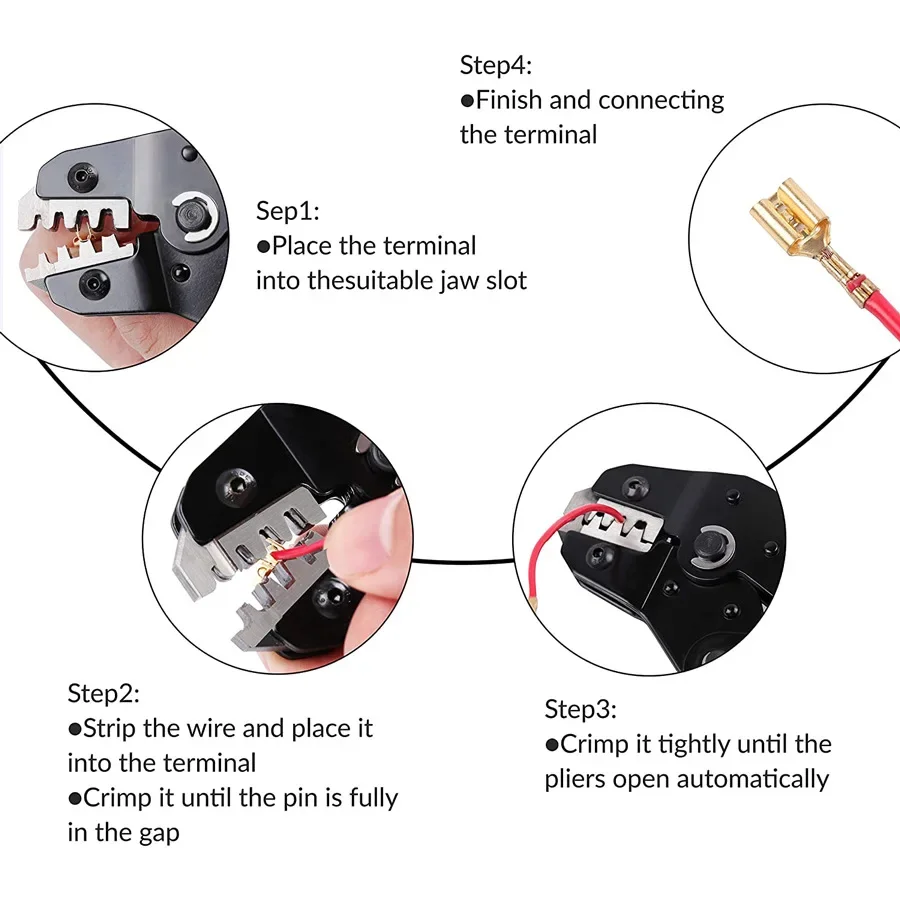 SN-58B Ratcheting Crimping Tool Set For Dupont JST MOLEX Open Barrel,Non-Insulated,Terminals Butt, Coax Connectors