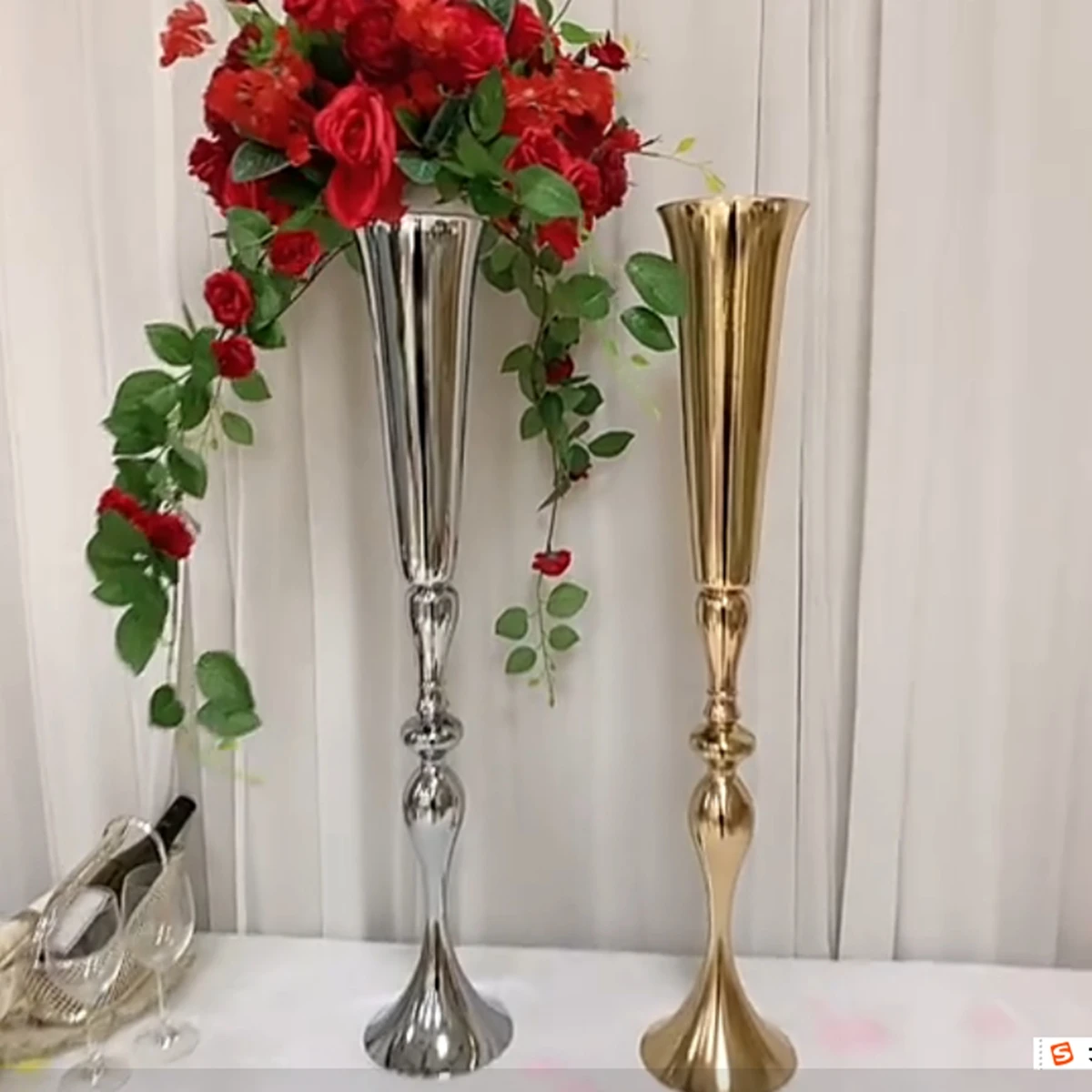 

15pcs)60cm tall Wedding Gold Column vase Tall Flower Stand Centerpiece For Wedding Party Restaurant Hotel Decoration