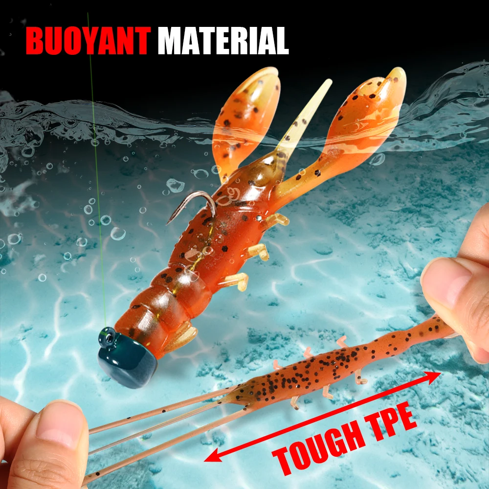 Spinpoler Tpe Crawfish Floating Soft Fishing Lure 65mm Artificial Shrimp For Ned Rig Jig Head Fishing Rivers Streams Ponds Lakes