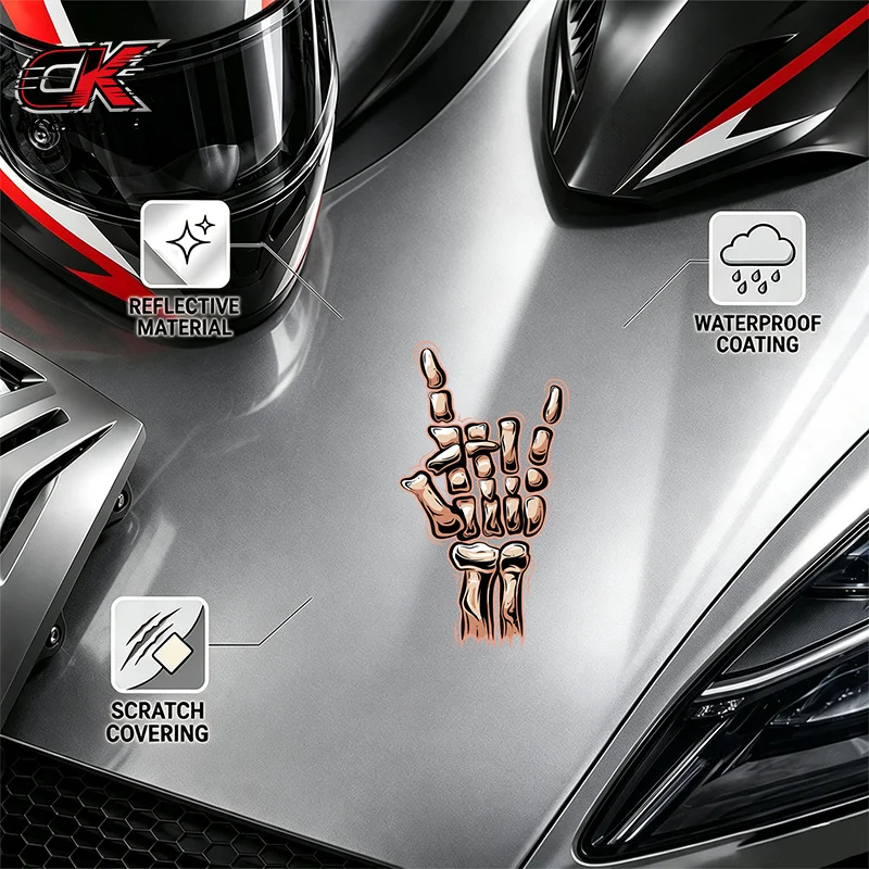 Creativity Skeleton Hand Rock Sign Car Sticker Decal for Car Pickup Motorcycle Laptop Auto Body Decoration