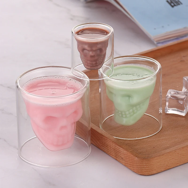 Vaso transparente de doble capa para cóctel, vaso para whisky, cerveza, bebidas, café, 25ml