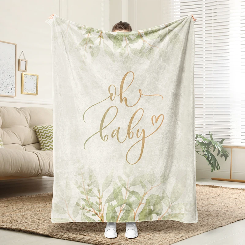 

Oh Baby Green Leaf Flannel Blanket Soft Plush Cozy Sofa Bed Decor Gift