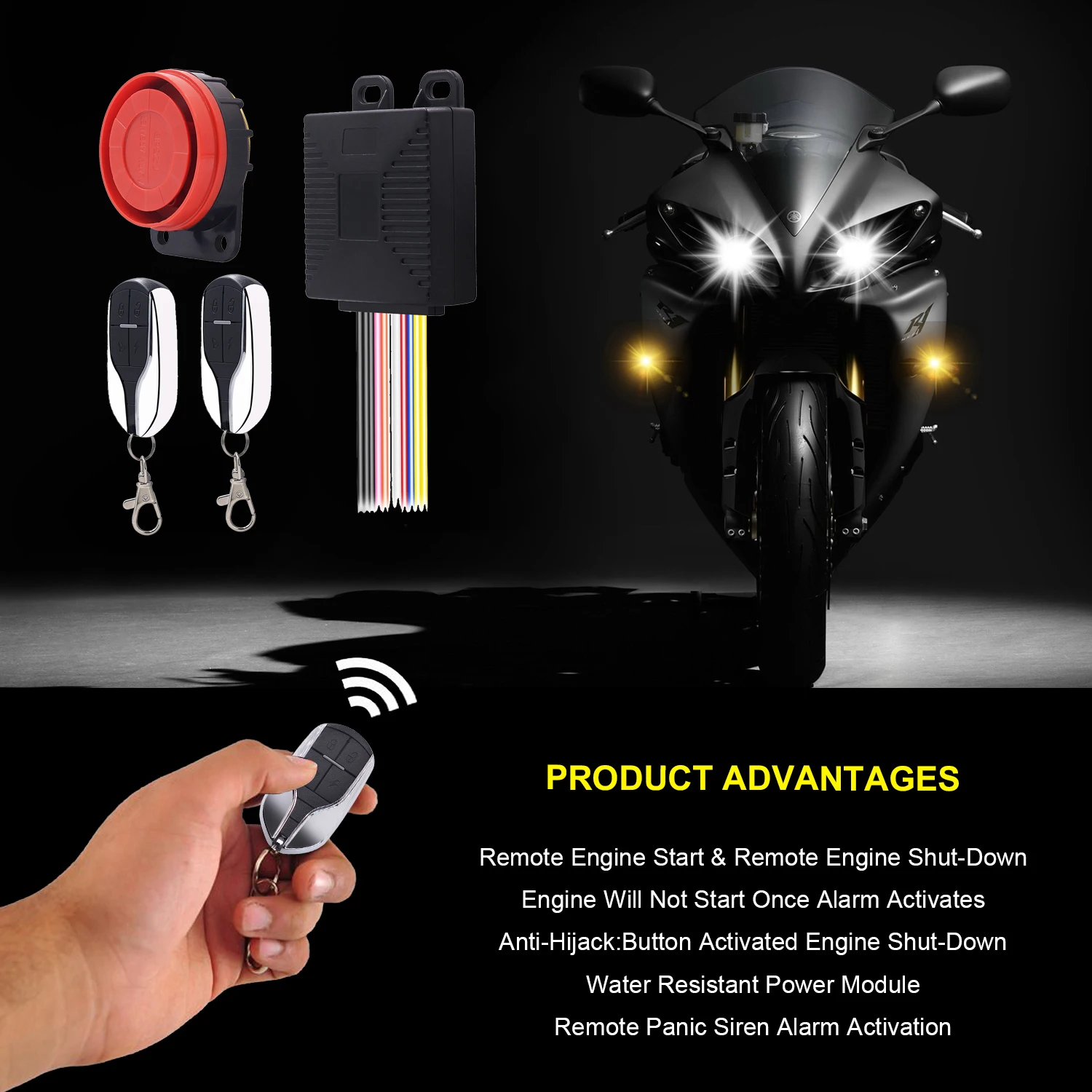 1set 12V Motorcycle Dual Remote Anti-theft Device For ATV Security Alarm System Motorcycle Bike Scooter Remote