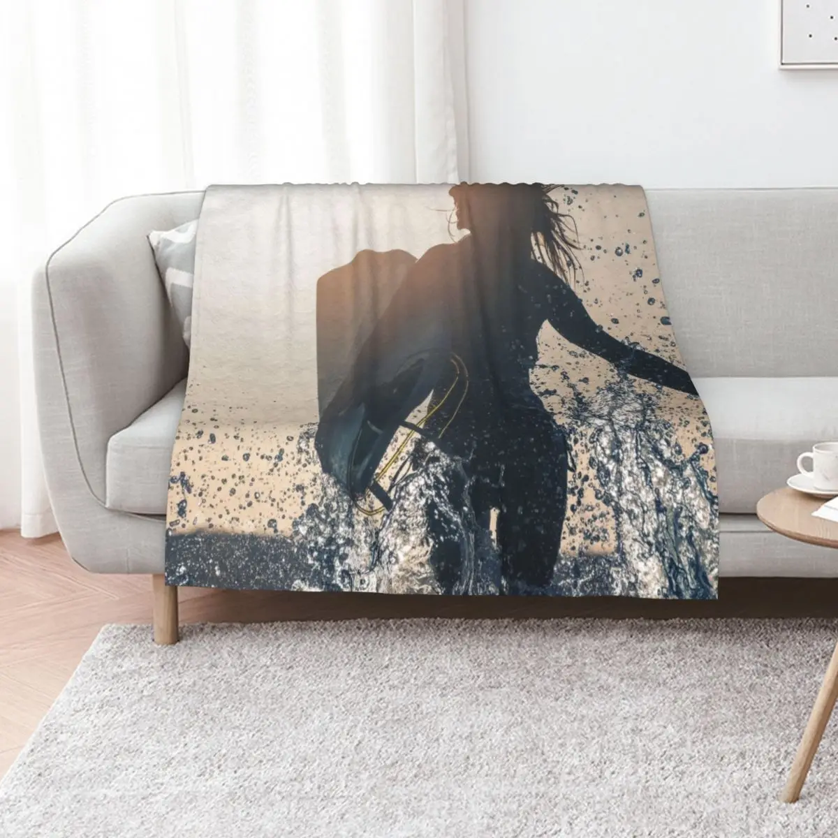 Sexy surfer girl - sunset beach surfergirl graphic Throw Blanket Summer Beach Large for sofa Blankets