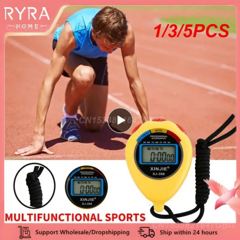 

1/3/5PCS Classic Waterproof Digital Professional Handheld LCD Handheld Sports Stopwatch Timer Stop Watch With String For Sports