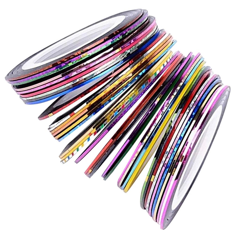 

1Set Nail Art Line Sticker Tape Decals Set 32 Colors Self Adhesive Manicure Pedicure Decoration DIY Tool Nail Art Line