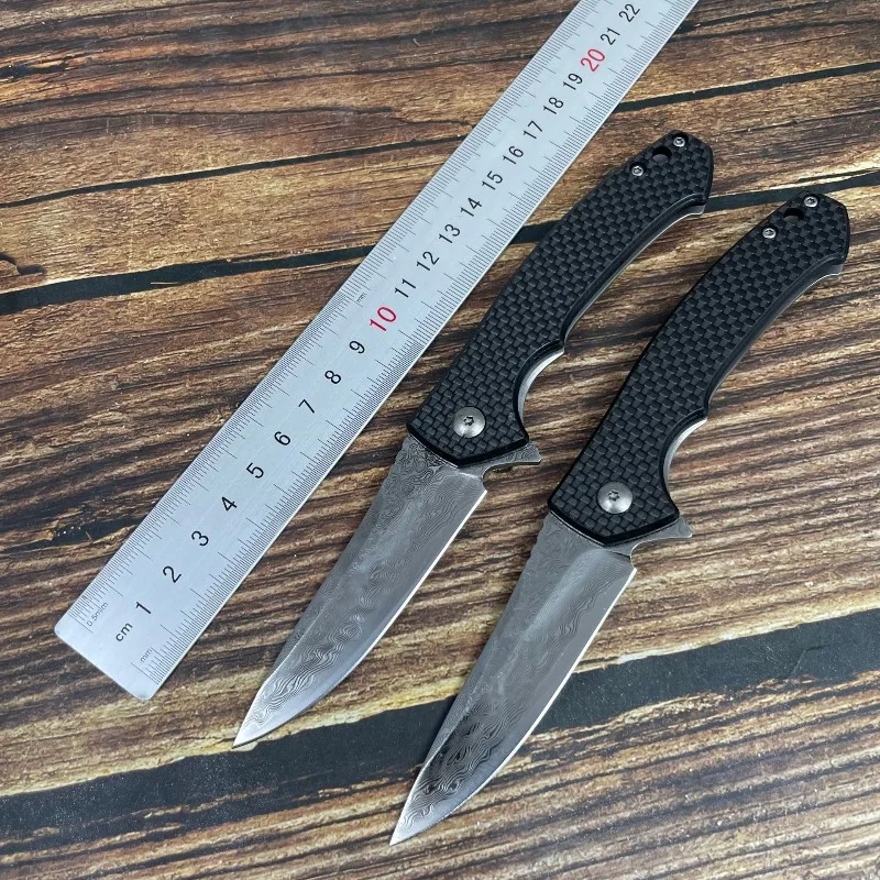 

New 0450 Outdoor Camping Folding Knife Damascus Blade Pocket Survival Tactical Hunting Utility Military Fruit Knives EDC Tools