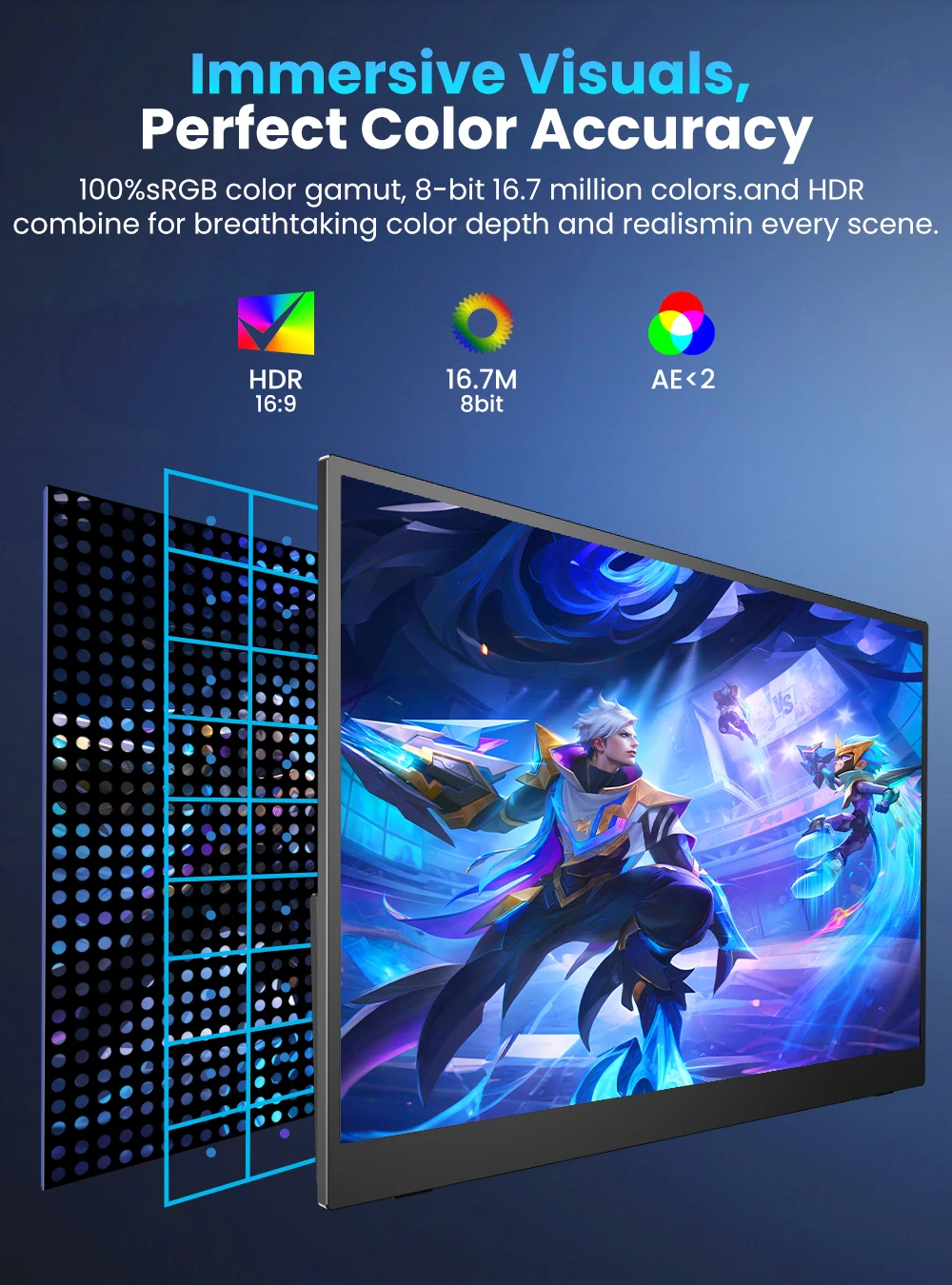 شاشة محمولة 17.3 بوصة 2K 144 هرتز QHD IPS عرض السفر لأجهزة الكمبيوتر المحمول ماك Xbox Switch USB-C/Mini HDMI شاشة ألعاب خارجية