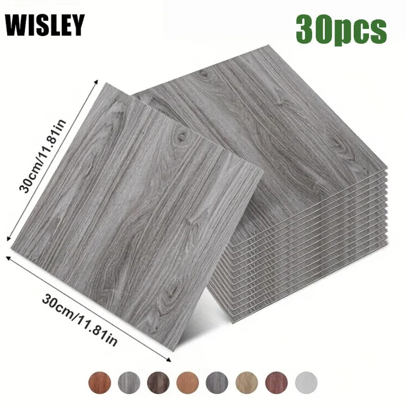 Peel & Stick Vinyl Plank Flooring Wood Grain Self-adhesive Waterproof Tile Sticker for Living Room Bathroom Bedroom Office