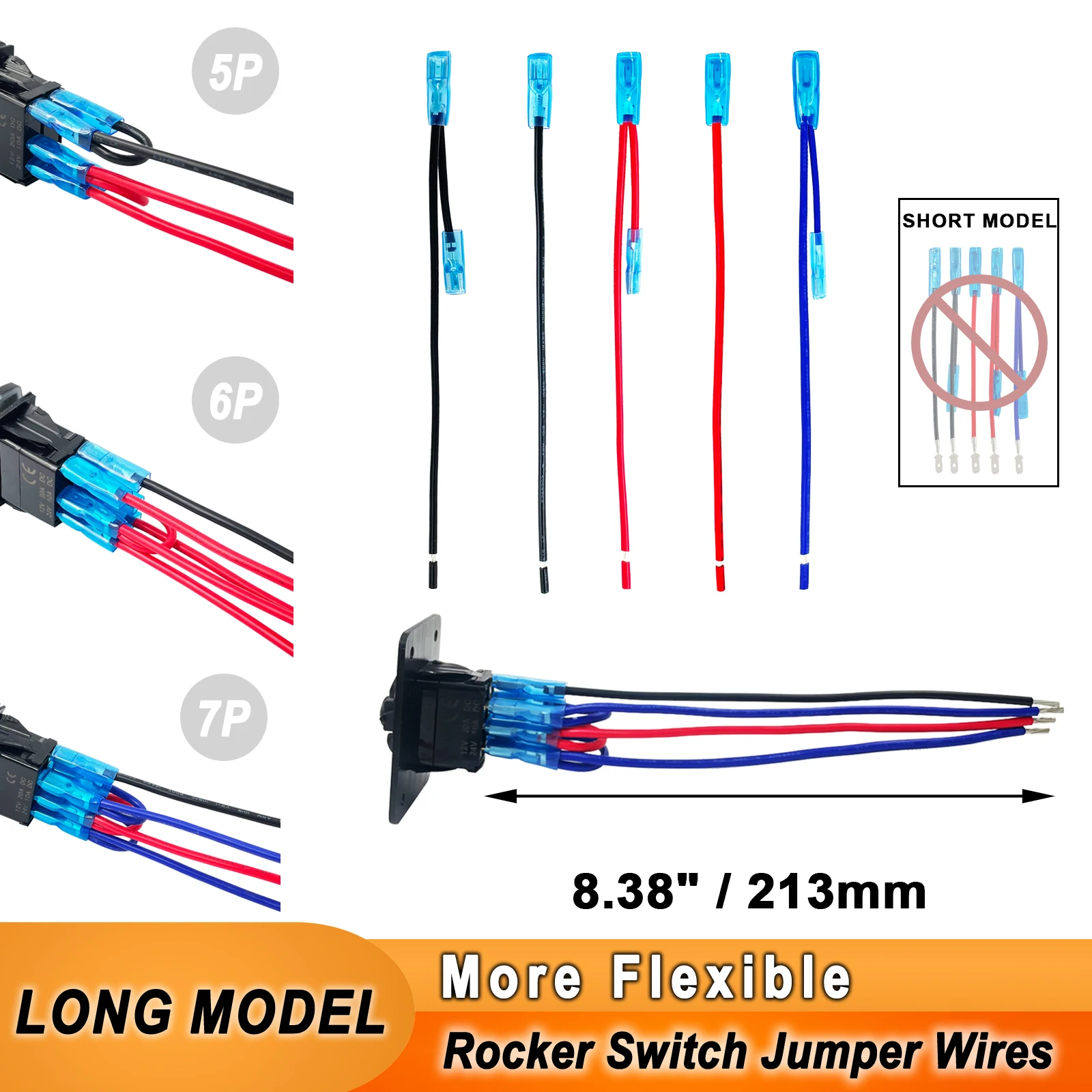 

Extended Version 5Pin 7Pin Jumper Wires for Car Boat Rocker Switch Connection ,Wire Cable, Auto Accessories