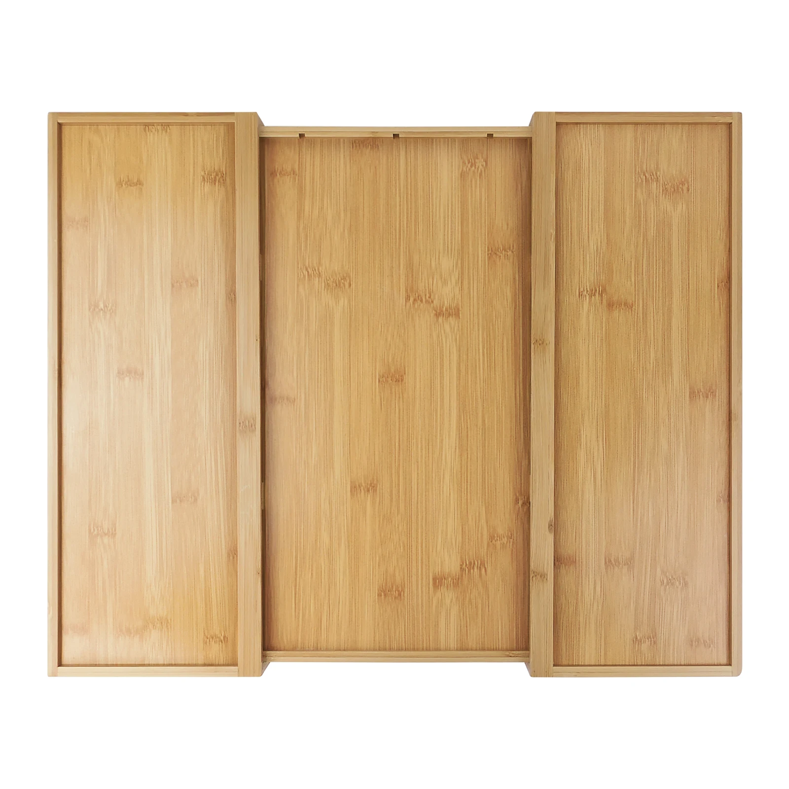 Bambus-Besteckkasten, erweiterbar von 32 x 43 cm auf 52 x 43 cm, 5 cm Tiefe, 6 bis 8 separate Fächer für Küche, Schlafzimmer, Büro – Detail 22