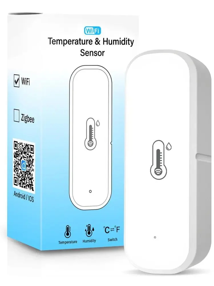 Tuya WiFi Smart Temperature And Humidity Sensor Battery Powered Smart Home Security Work With Alexa Home Temperature Sensor