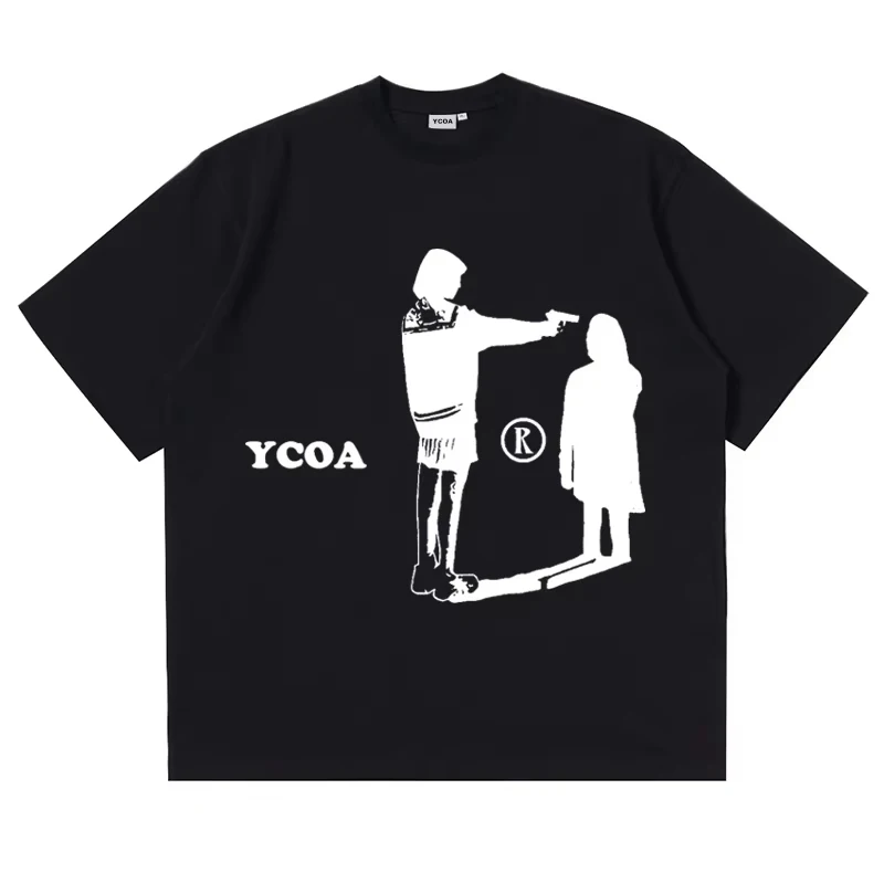 Camiseta de algodão manga curta oversized gráfico y2k streetwear harajuku topos moda coreana gótico grunge roupas estéticas