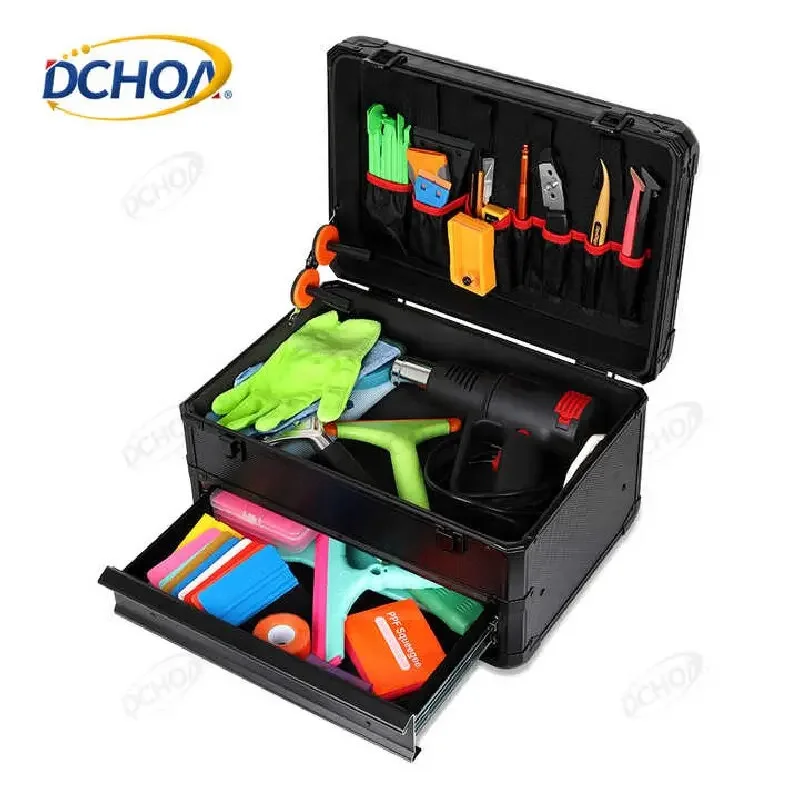 DCHOA Portable Aluminum Tool Case Multifunctional Storage Box for Window Tint Vinyl Wrap & Household Hardware Tools Accessories