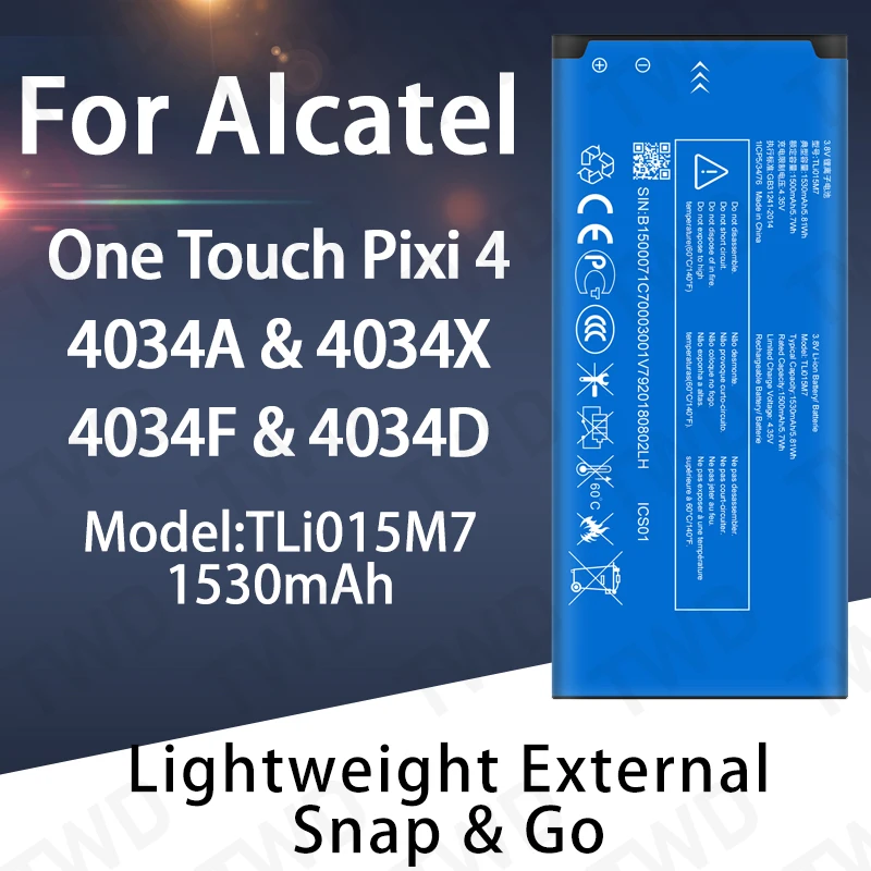 

TLi015M7 Large capacity Battery For Alcatel One Touch Pixi 4/4034X/4034F/4034A Batteries New High Quanlity
