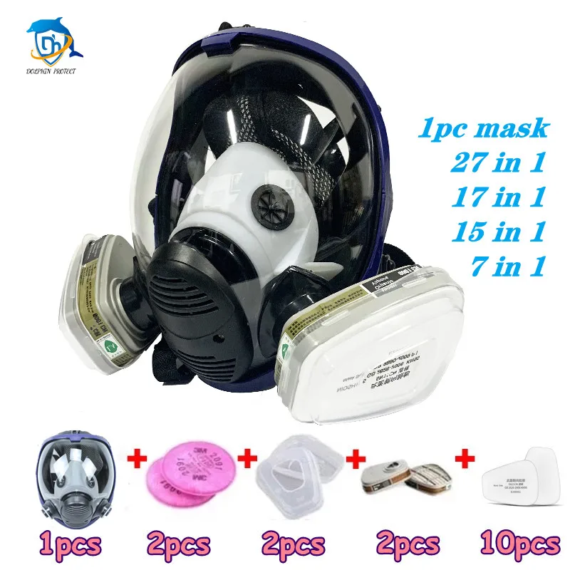 Maschera antigas chimica 6800 respiratore antipolvere filtro maschera antiappannamento per Gas acido industriale, insetticida per vernice Spray per