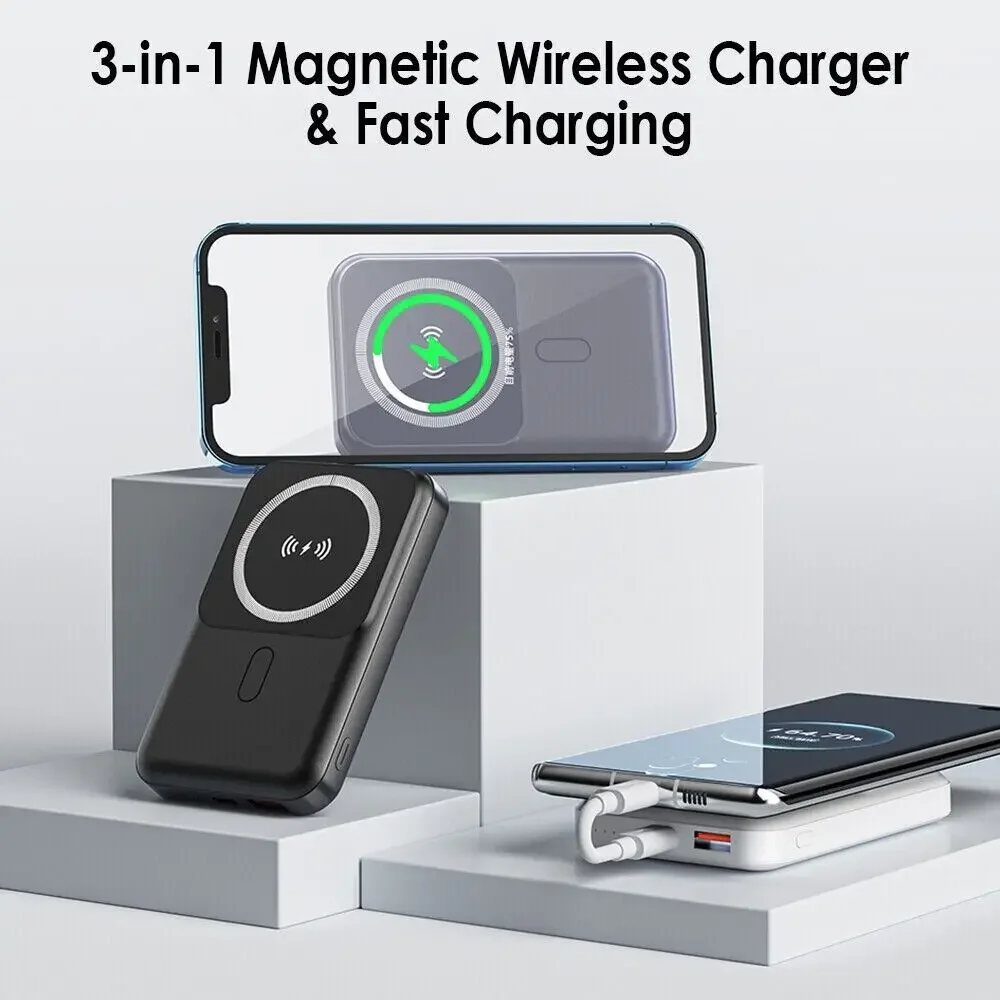 100% New Portable Magnetic Power Bank Wireless External Fast Charging 20W Battery Charger Cases for iPhone Xiaomi Samsung Huawei