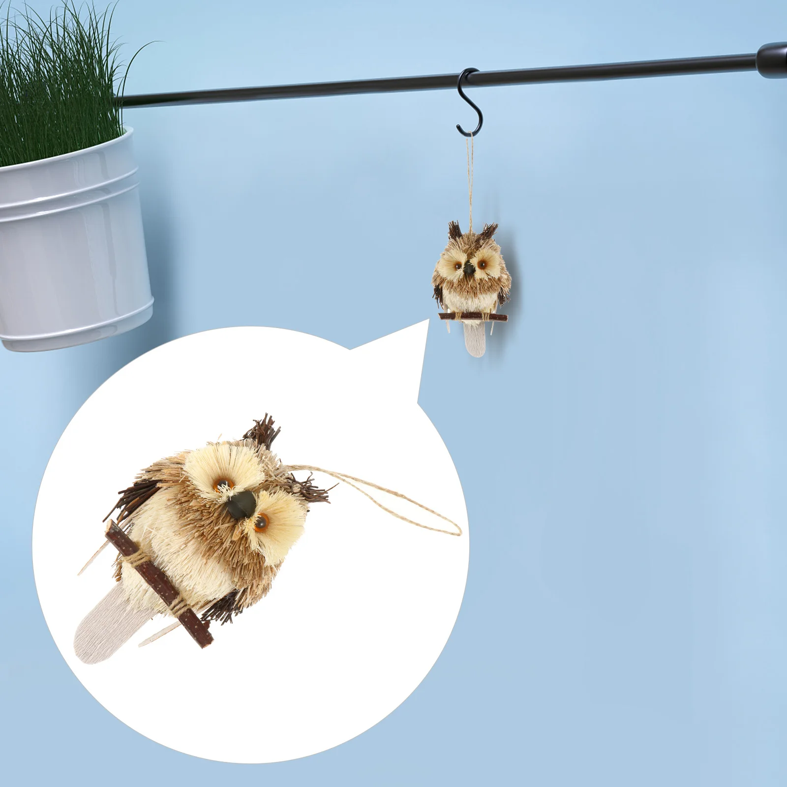

Owl Hanging Straw Owl Hanging Ornament Wood Animal Vintage Office Christmas Decor Woven Pendant Home Bar Restaurant
