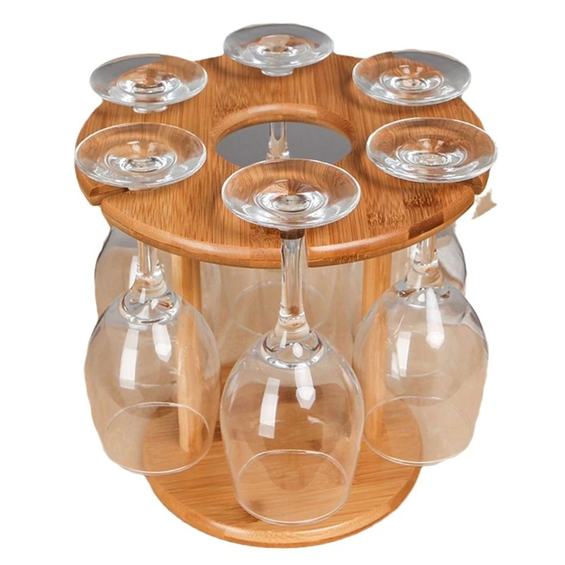 Wine Glass Rack Freestanding Stemware Storage Rack Natural Bamboo Wooden Wine Storage Glasses Tabletop Wine Glass Holder