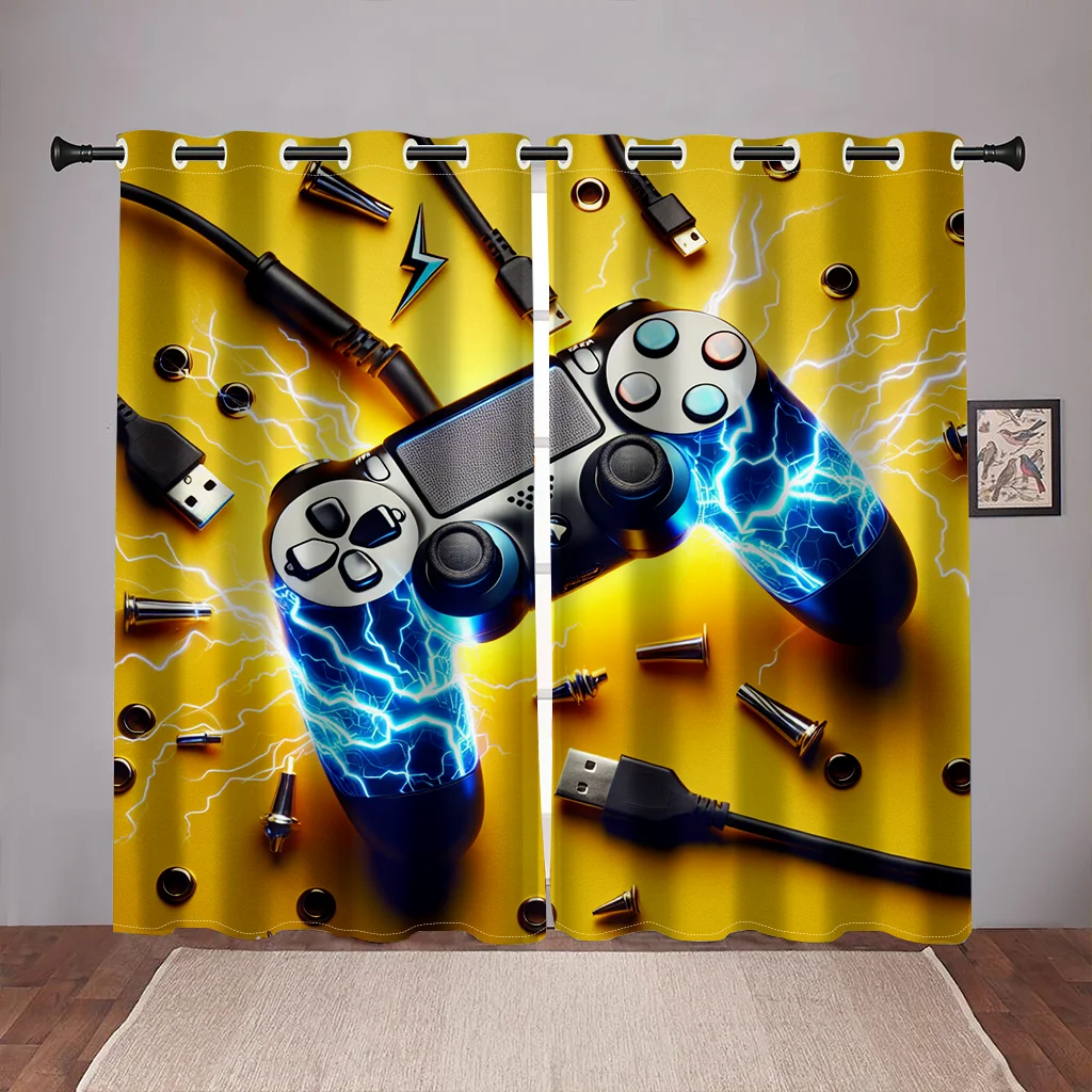 2024 Gamepad Player Game Elements Curtain Kids Boys Girls Room Decor Bedroom Living Room Shade Curtain 2 Panels Free Shipping