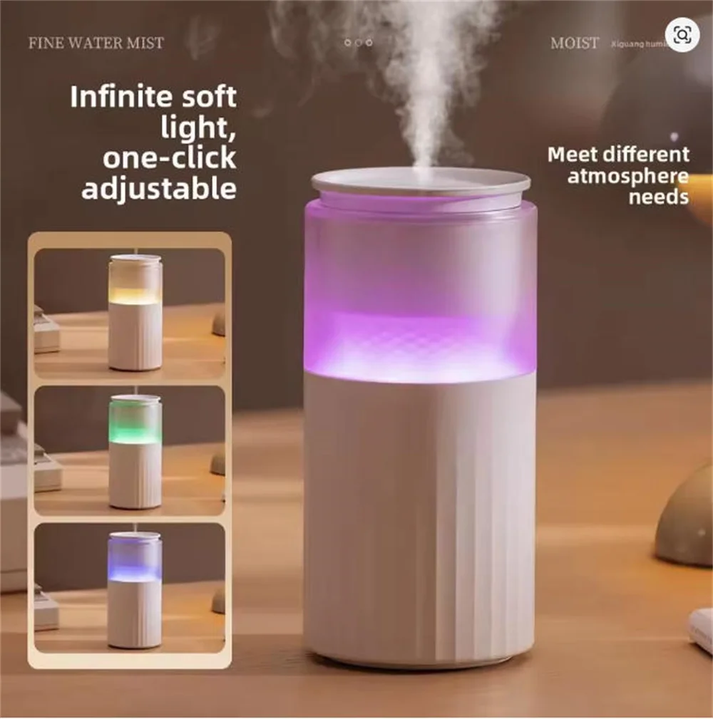 1pcs Rechargeable Air Humidifier 250mL Mist Humidifier Warm White Night Light RGB Lamp Quiet Cool Mist Diffuser