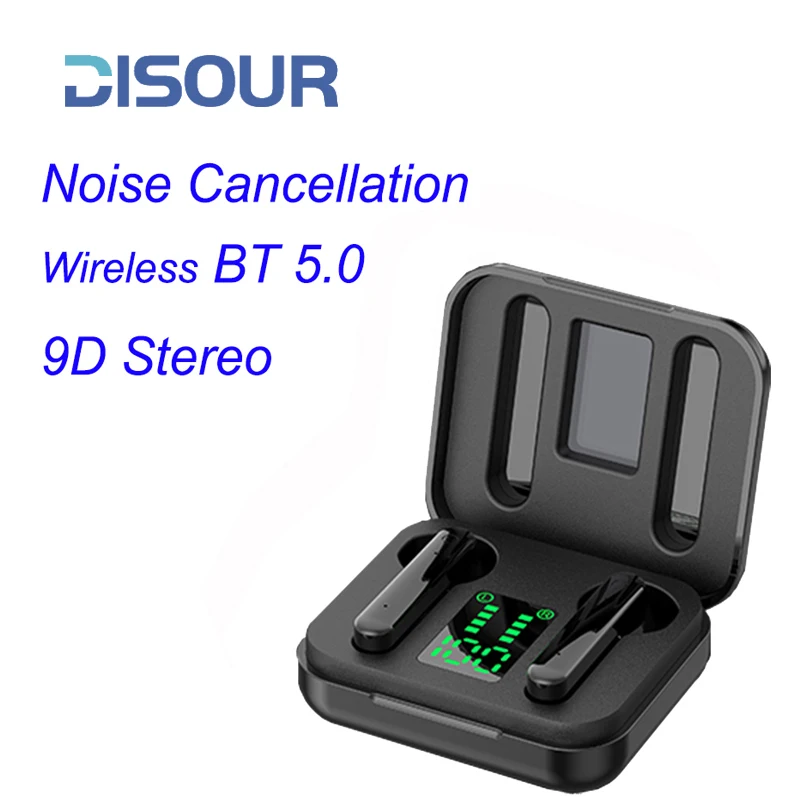 

DISOUR 2023 New Mini Bluetooth Earphone Wireless TWS Earbud Stereo Sound Sport Earphones Noise Cancellation Headset For Mobile